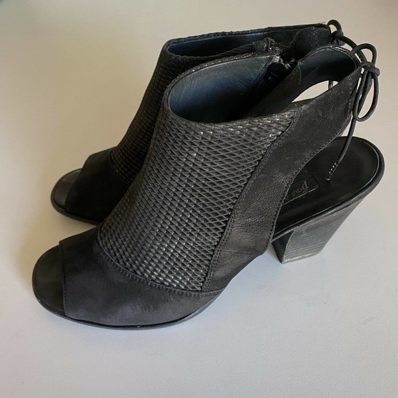 Paul Green Lexi Peep Toe Bootie Boot Sandal Heeled Zip Black Suede Bow 7… - Picture 4 of 7